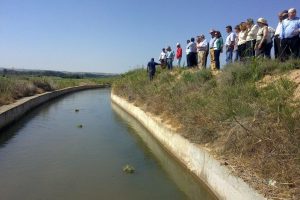 infraestructura histórica donde se divide el caudal del río Jalón